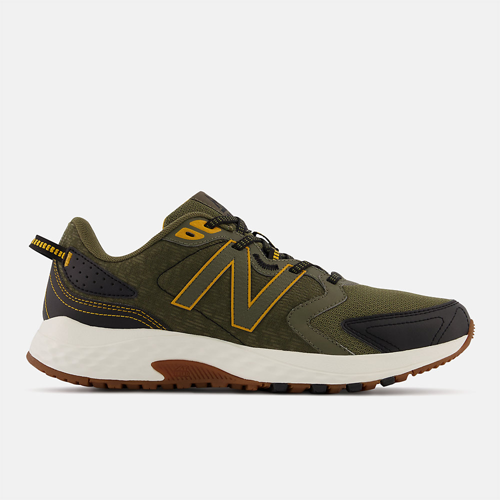 New Balance 410v7 Shoes Camo Green with Black and Yellow